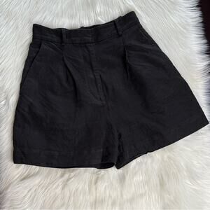 & Other Stories Black High Waist Linen Shorts